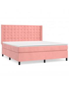 Giroletto a Molle con Materasso Rosa 180x200 cm in Velluto