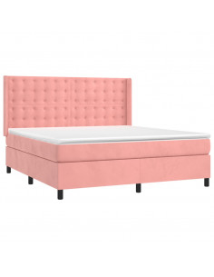 Giroletto a Molle con Materasso Rosa 180x200 cm in Velluto 2