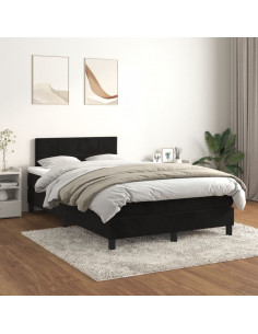 Giroletto a Molle con Materasso Nero 120x190 cm in Velluto 2