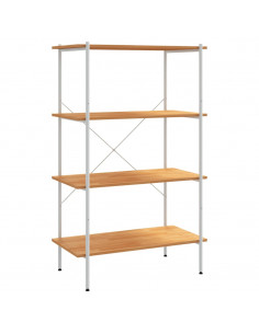 Scaffale con 4 Mensole Bianco e Rovere 80x40x130 cm