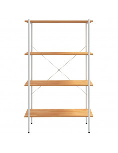 Scaffale con 4 Mensole Bianco e Rovere 80x40x130 cm 2
