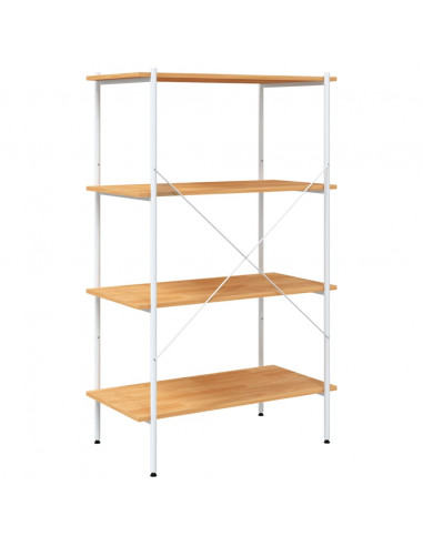 Scaffale con 4 Mensole Bianco e Rovere 80x40x130 cm