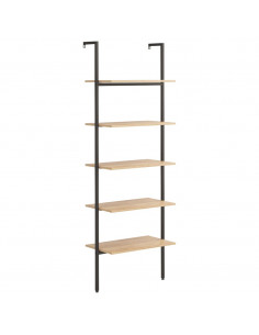 Scaffale Pendente 5 Ripiani Marrone Chiaro e Nero 64x35x185 cm