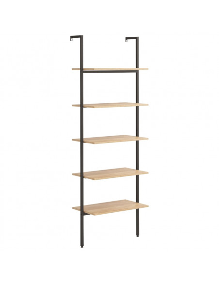 Scaffale Pendente 5 Ripiani Marrone Chiaro e Nero 64x35x185 cm