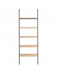 Scaffale Pendente 5 Ripiani Marrone Chiaro e Nero 64x35x185 cm 2