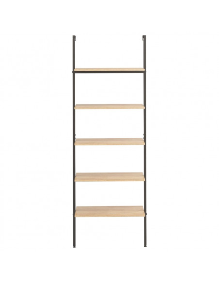 Scaffale Pendente 5 Ripiani Marrone Chiaro e Nero 64x35x185 cm