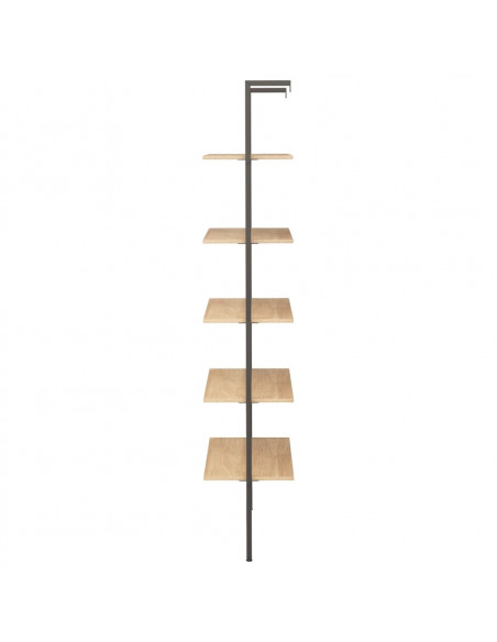 Scaffale Pendente 5 Ripiani Marrone Chiaro e Nero 64x35x185 cm