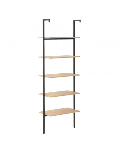 Scaffale Pendente 5 Ripiani Marrone Chiaro e Nero 64x35x185 cm