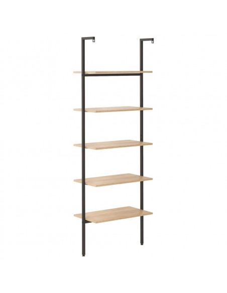 Scaffale Pendente 5 Ripiani Marrone Chiaro e Nero 64x35x185 cm