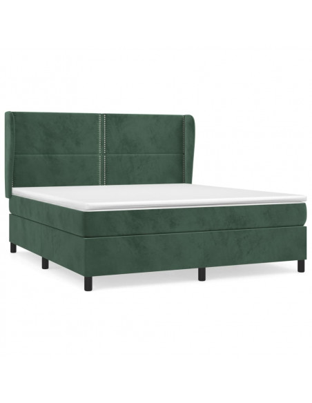 Giroletto a Molle con Materasso Verde Scuro 160x200 cm Velluto