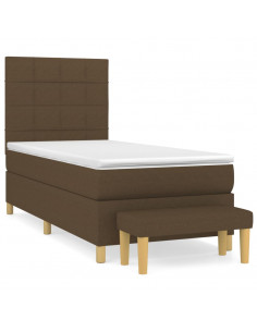 Giroletto a Molle con Materasso Marrone Scuro 90x200 cm Tessuto