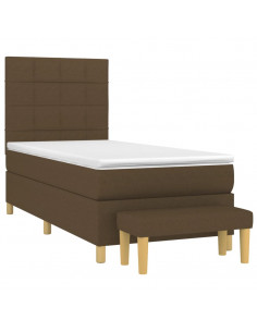 Giroletto a Molle con Materasso Marrone Scuro 90x190cm Tessuto 2