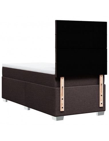 Giroletto a Molle con Materasso Marrone Scuro 90x190cm Tessuto