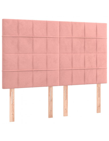 Giroletto a Molle con Materasso Rosa 140x200 cm in Velluto