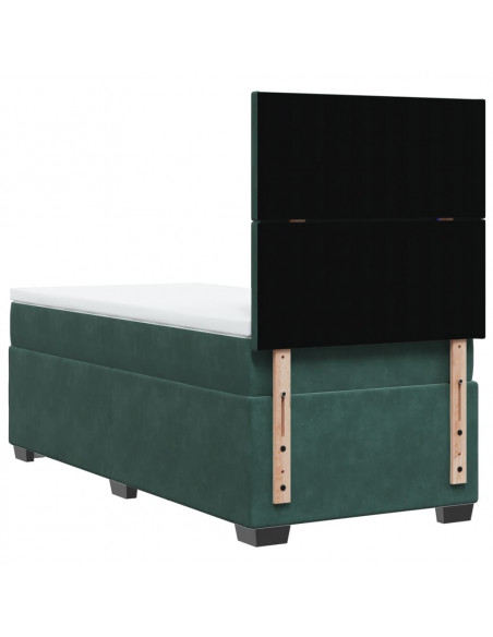Giroletto a Molle con Materasso Verde Scuro 80x200 cm Velluto