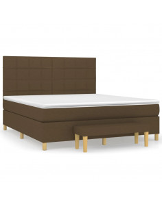 Giroletto a Molle con Materasso Marrone Scuro 180x200cm Tessuto