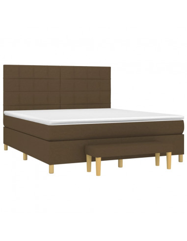 Giroletto a Molle con Materasso Marrone Scuro 180x200cm Tessuto