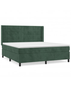 Giroletto a Molle con Materasso Verde Scuro 180x200 cm Velluto