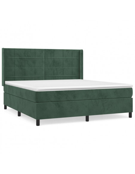 Giroletto a Molle con Materasso Verde Scuro 180x200 cm Velluto