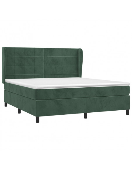 Giroletto a Molle con Materasso Verde Scuro 180x200 cm Velluto