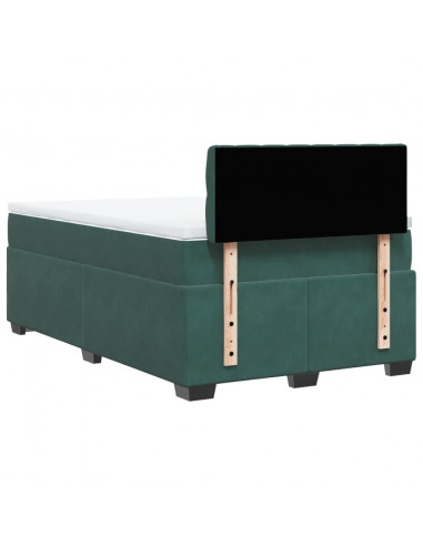 Giroletto a Molle con Materasso Verde Scuro 120x200 cm Velluto