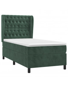 Giroletto a Molle con Materasso Verde Scuro 90x200 cm Velluto 2