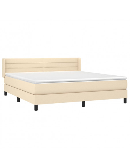 Giroletto a Molle con Materasso Crema 160x200 cm in Tessuto