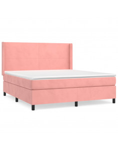 Giroletto a Molle con Materasso Rosa 160x200 cm in Velluto