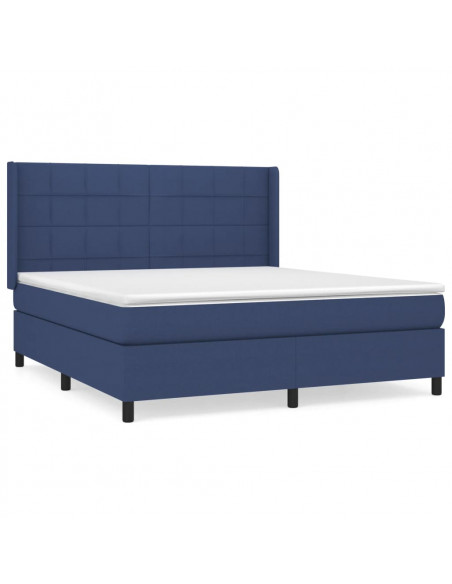 Giroletto a Molle con Materasso Blu 160x200 cm in Tessuto