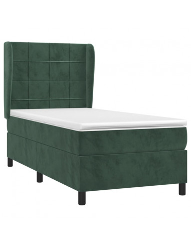 Giroletto a Molle con Materasso Verde Scuro 80x200 cm Velluto