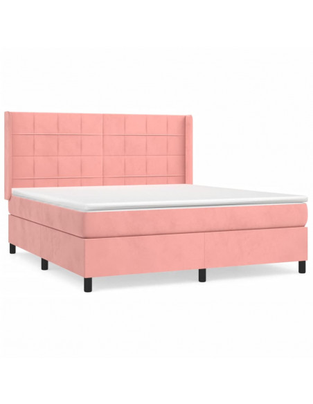 Giroletto a Molle con Materasso Rosa 160x200 cm in Velluto