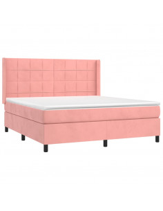 Giroletto a Molle con Materasso Rosa 160x200 cm in Velluto 2