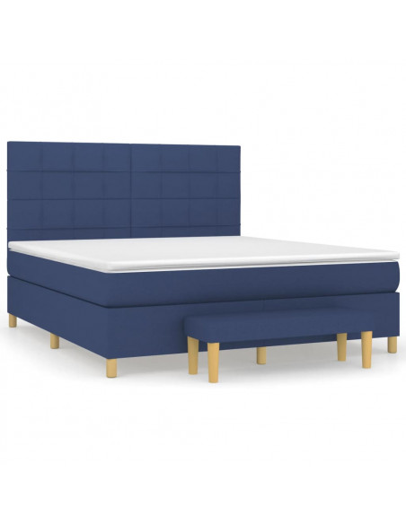 Giroletto a Molle con Materasso Blu 160x200 cm in Tessuto