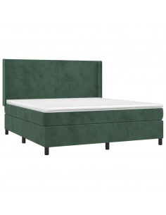 Giroletto a Molle con Materasso Verde Scuro 160x200 cm Velluto 2