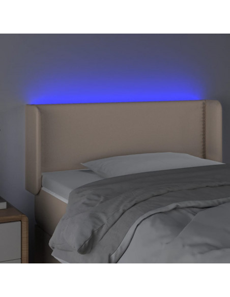 Testiera Cappuccino a LED 93x16x78/88 cm in Similpelle