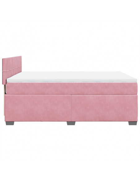 Giroletto a Molle con Materasso Rosa 140x200 cm in Velluto