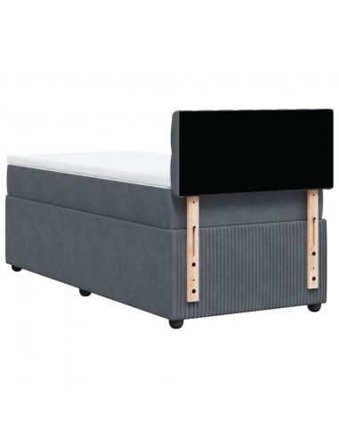 Giroletto a Molle con Materasso Grigio Scuro 90x190 cm Velluto