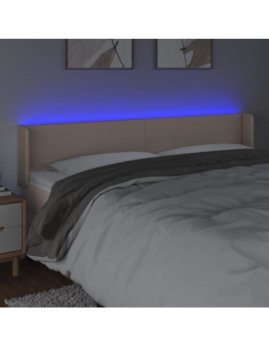 Testiera Cappuccino a LED 183x16x78/88 cm in Similpelle