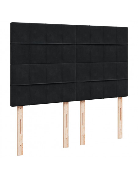 Giroletto a Molle con Materasso Nero 140x200 cm in Velluto