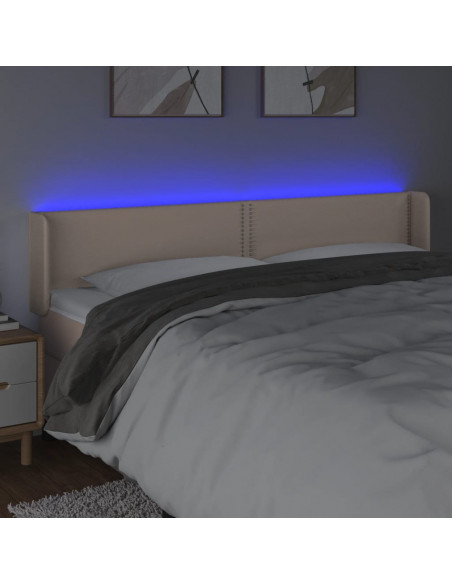 Testiera Cappuccino a LED 163x16x78/88 cm in Similpelle
