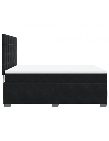 Giroletto a Molle con Materasso Nero 140x200 cm in Velluto