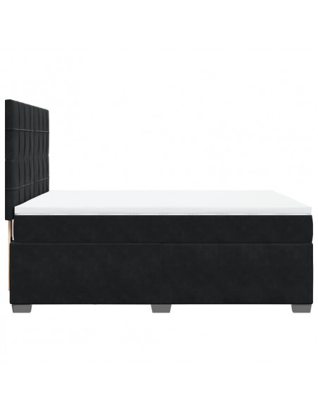 Giroletto a Molle con Materasso Nero 140x200 cm in Velluto