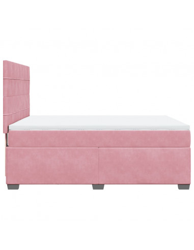 Giroletto a Molle con Materasso Rosa 140x200 cm in Velluto