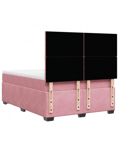 Giroletto a Molle con Materasso Rosa 140x200 cm in Velluto