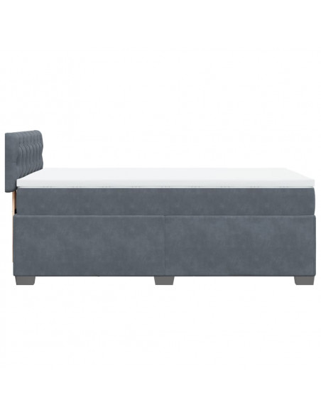 Giroletto a Molle con Materasso Grigio Scuro 90x200 cm Velluto