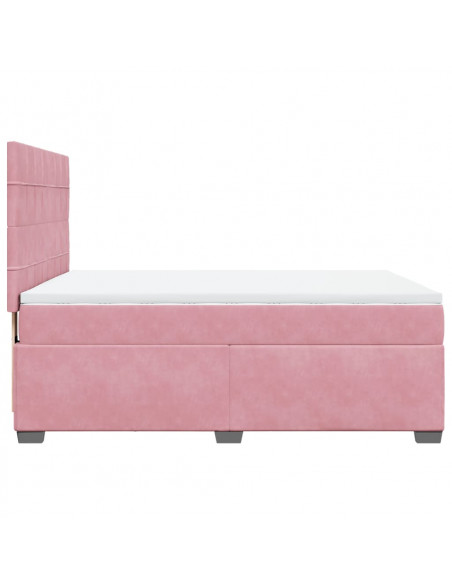 Giroletto a Molle con Materasso Rosa 140x200 cm in Velluto