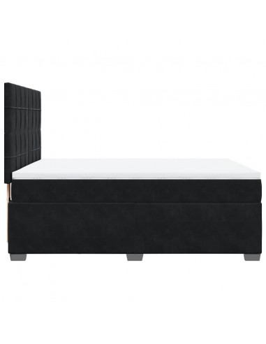 Giroletto a Molle con Materasso Nero 140x200 cm in Velluto