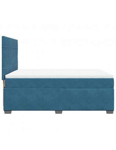 Giroletto a Molle con Materasso Blu 160x200 cm in Velluto