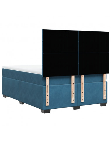 Giroletto a Molle con Materasso Blu 160x200 cm in Velluto