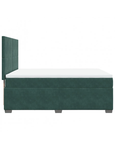 Giroletto a Molle con Materasso Verde Scuro 160x200 cm Velluto